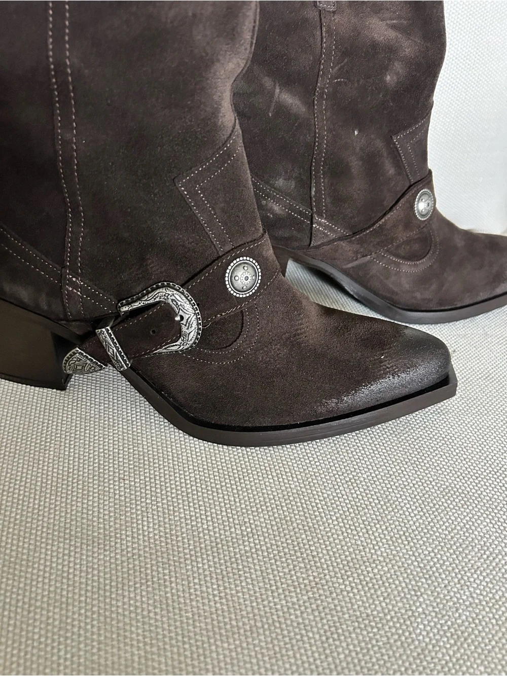 New Free People Lady Lonestar Western Suede Boots - Picture 5 of 9